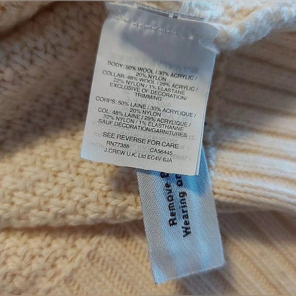 J Crew Wool Blend Embellished Cable Sweater Heather Muslin Size XL - Picture 7 of 11